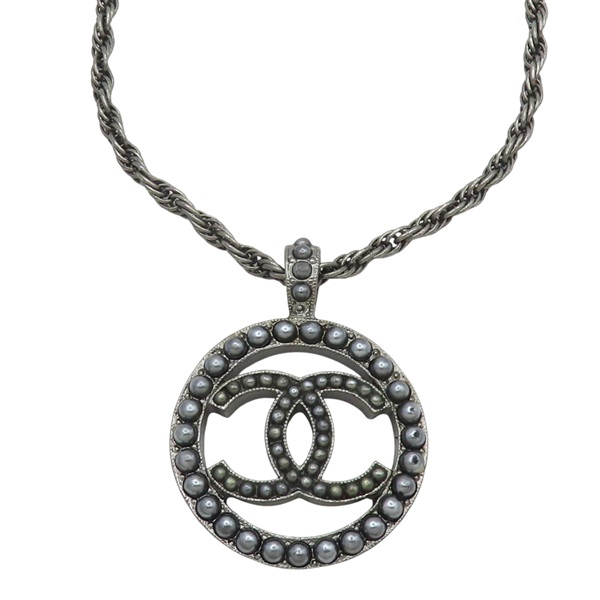 銀色 圓形CC吊墜項鍊【CHANEL 香奈兒】