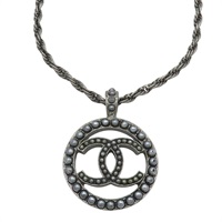 銀色 圓形CC吊墜項鍊【CHANEL 香奈兒】