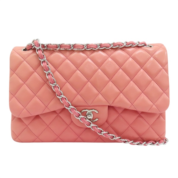 粉色 菱格紋 牛皮 鍊帶 Jumbo 肩背包 A58600