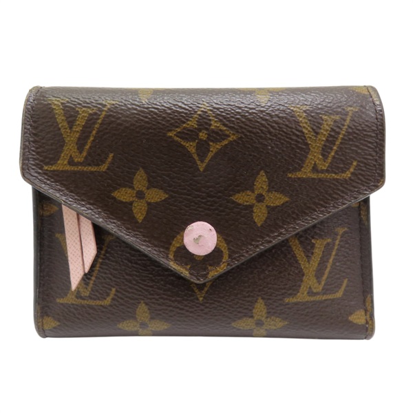 棕色 原花 帆布 三折 短夾 M62360