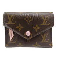 棕色 原花 帆布 三折 短夾 M62360