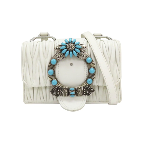 白色 羊皮 MADRAS 肩背包 5BH609