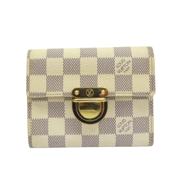 白色 棋盤格帆布 三折短夾 N60013