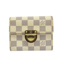 白色 棋盤格帆布 三折短夾 N60013