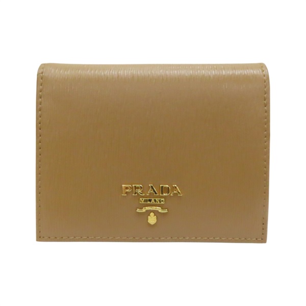 棕色 皮革 雙折 短夾【PRADA 普拉達】 1MV204