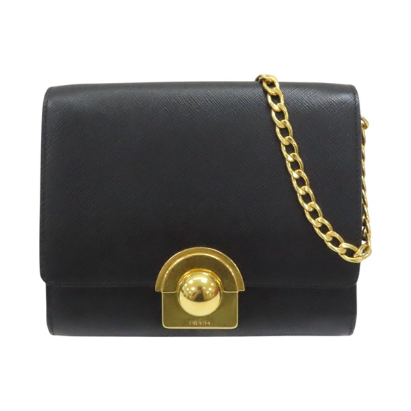 黑色 Saffiano 牛皮 Arcade 斜背包 1BH007