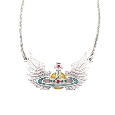 銀色鍍金 水鑽 翅膀土星墜飾 Necklace 項鍊【vivienne westwood 薇薇安·魏斯伍德】