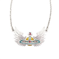 銀色鍍金 水鑽 翅膀土星墜飾 Necklace 項鍊【vivienne westwood 薇薇安·魏斯伍德】