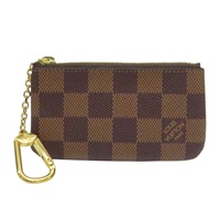 棕色 棋盤格 帆布 Key Coin case 零錢包 N62658