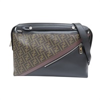 棕色 黑色 花帆布 皮革 MESSENGER 郵差包 斜肩包 7VA458