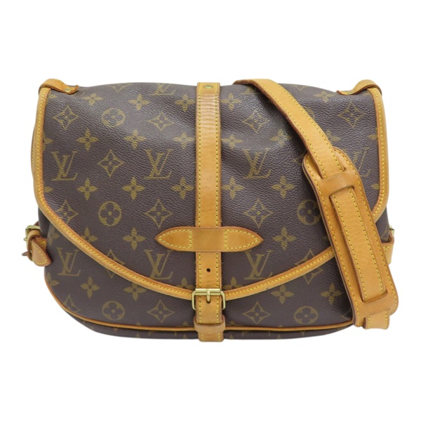 棕色 原花帆布 Saumur 30 斜背包 M42256