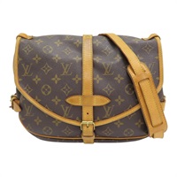 棕色 原花帆布 Saumur 30 斜背包 M42256