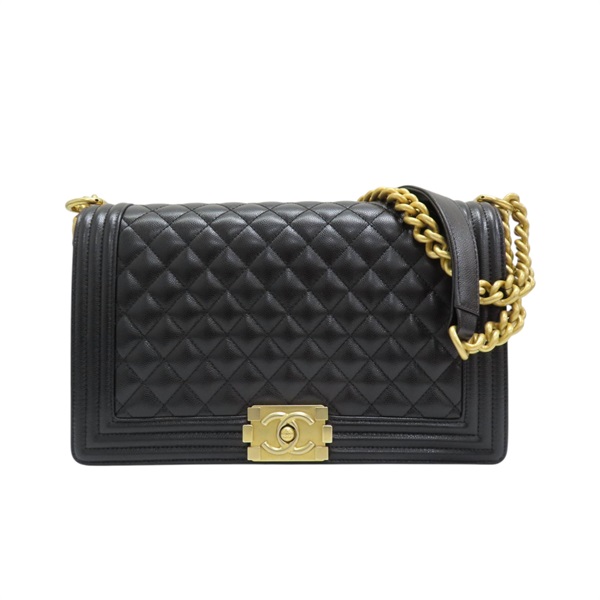 黑色 荔枝紋牛皮 BOY 28 鍊帶 肩背包 A92193-Y83339-94305