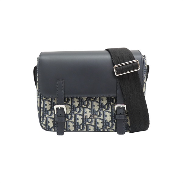 藍色 緹花帆布 黑色 牛皮 Oblique Messenger 肩背包