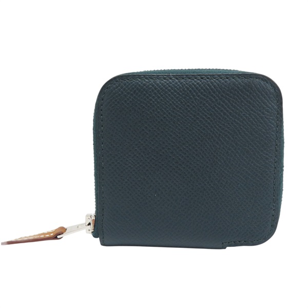 深綠色 Epsom牛皮 絲巾 拉鍊零錢包 C刻【HERMES 愛馬仕】