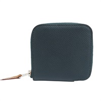 深綠色 Epsom牛皮 絲巾 拉鍊零錢包 C刻【HERMES 愛馬仕】