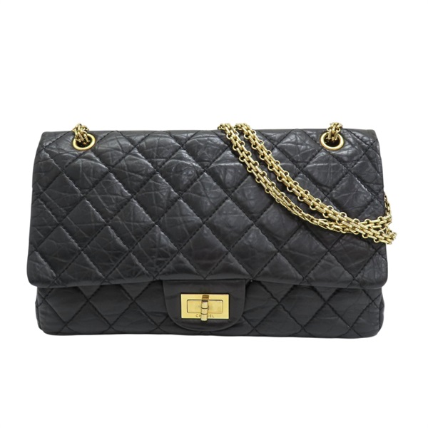 黑色 菱格紋牛皮 2.55 Maxi 超大型 肩背包 A37590