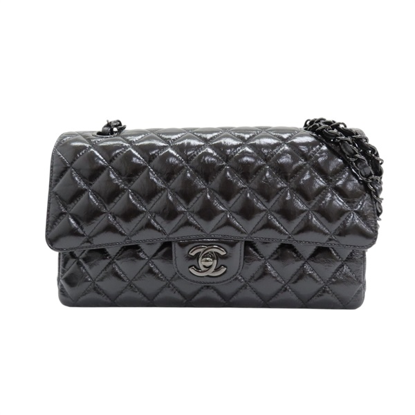 黑色 菱格紋 亮面牛皮 COCO 25 鍊帶肩背包【CHANEL 香奈兒】 A01112