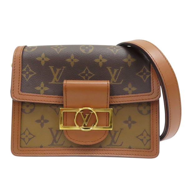 棕色 原花 Reverse 帆布 Mini Dauphine 肩背包 M45959