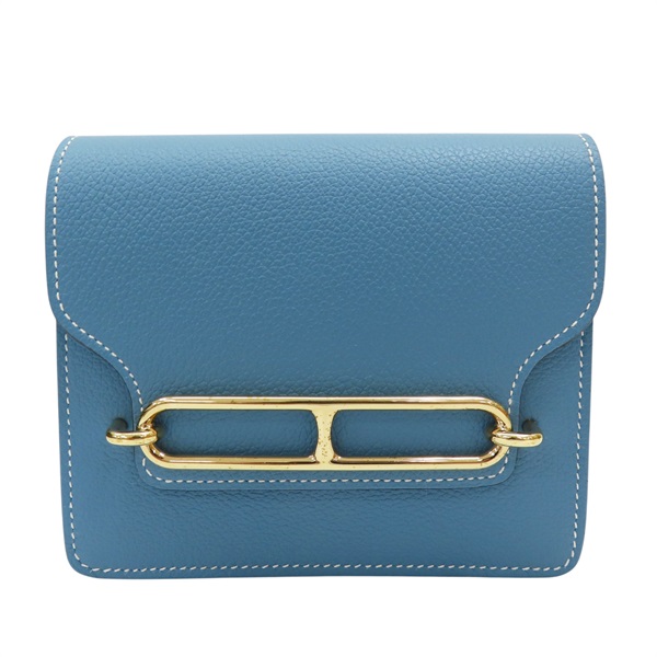 新牛仔藍 Evercolor牛皮 Roulis Slim 短夾 零錢包 B刻 金扣 H082053CPD2