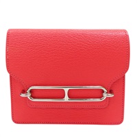 德克薩斯粉色 Chevre Mysore皮革 Roulis Slim 短夾 錢包 Z刻 銀扣 H082213CK0E