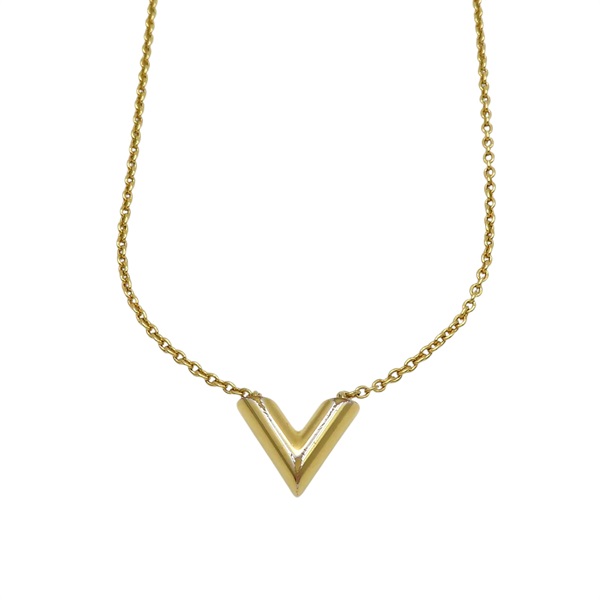 金色鍍金 V墜飾 Essential V 項鍊【LOUIS VUITTON LV 路易威登】 M61083