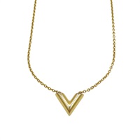 金色鍍金 V墜飾 Essential V 項鍊【LOUIS VUITTON LV 路易威登】 M61083