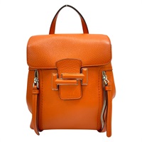 橘色 皮革 Double T 後背包【TOD'S 托德斯】