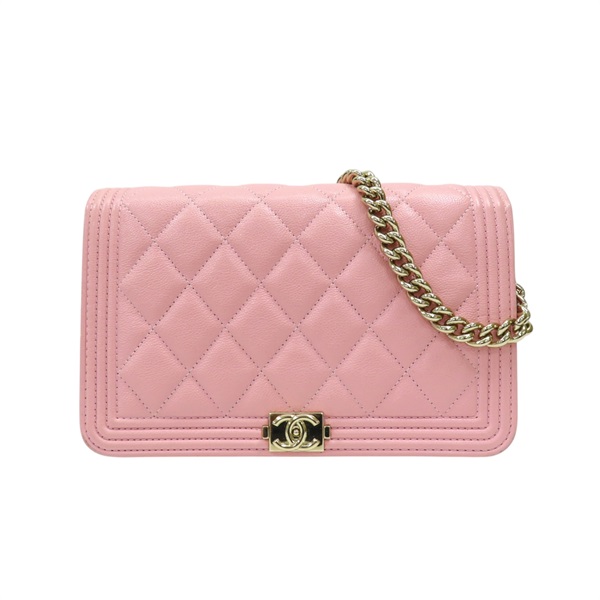 粉色荔枝紋 牛皮 Boy WOC 肩背包