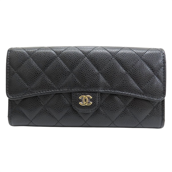 黑色 牛皮 菱格紋 荔枝紋 扣式長夾 金扣 AP0241