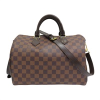 棕色 棋盤格 帆布 Speedy 30 肩背包 N41367