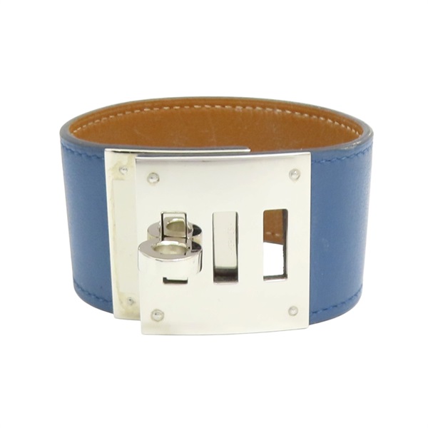 深藍色 牛皮 Kelly Dog 手環 X刻 銀扣【HERMES 愛馬仕】 H072928C