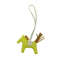 黃/棕色 Agneau Milo羊皮 Rodeo PM 小馬 吊飾 B刻【HERMES 愛馬仕】