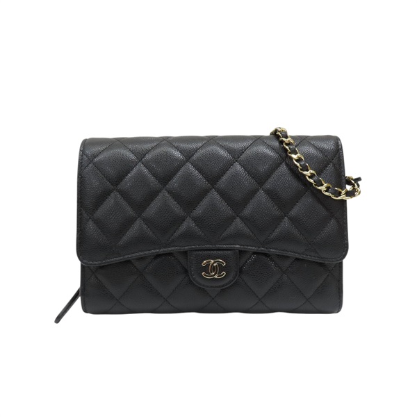 黑色 荔枝紋牛皮 三折式 WOC 肩背包 AP3547