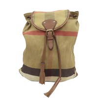 棕色 帆布 格紋 後背包【BURBERRY 巴寶莉】