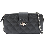 黑色 牛皮 菱格紋 荔枝紋 鍊帶 肩背包