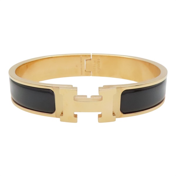 黑色琺瑯 金色鍍金 Clic H 手環【HERMES 愛馬仕】 H700001FO01PM