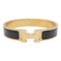 黑色琺瑯 金色鍍金 Clic H 手環【HERMES 愛馬仕】 H700001FO01PM