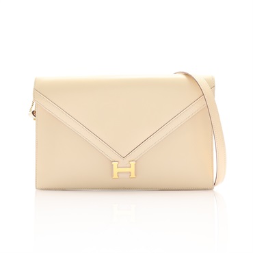 米白色 Box牛皮 Lydie 肩背包 X刻 金釦【HERMES 愛馬仕】