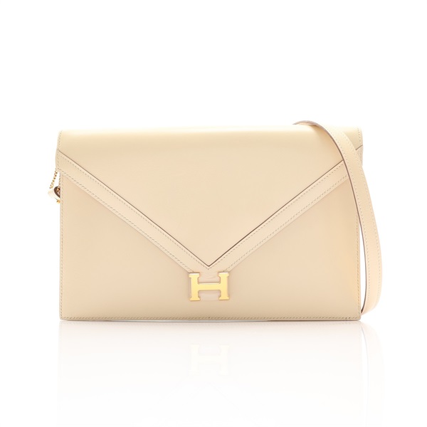 米白色 Box牛皮 Lydie 肩背包 X刻 金釦【HERMES 愛馬仕】