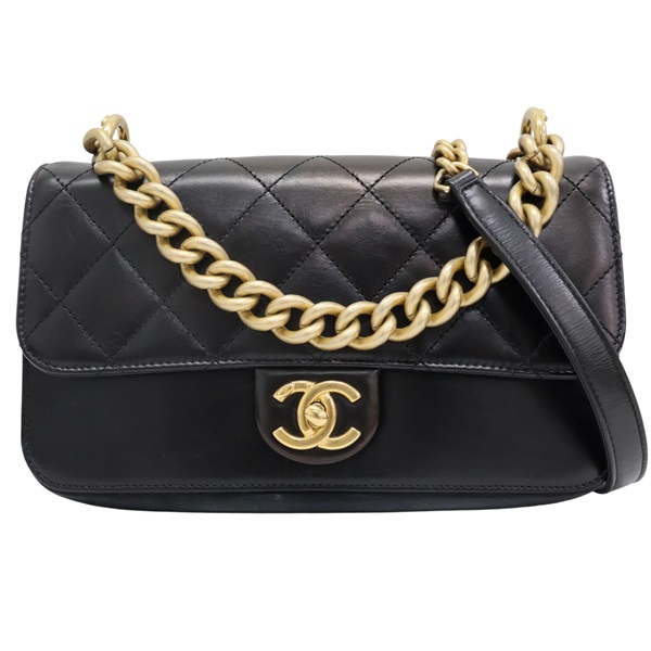 黑色 牛皮 鍊帶 Straight Lined 肩背包 金扣【CHANEL 香奈兒】