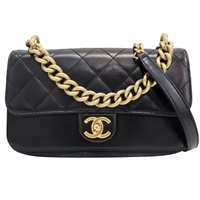 黑色 牛皮 鍊帶 Straight Lined 肩背包 金扣【CHANEL 香奈兒】
