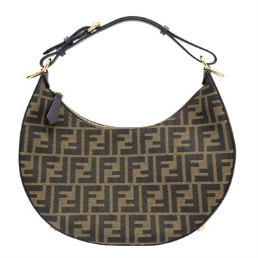 棕色 緹花帆布 Fendigraphy 肩背包【FENDI 芬迪】 8BR798 ALP3