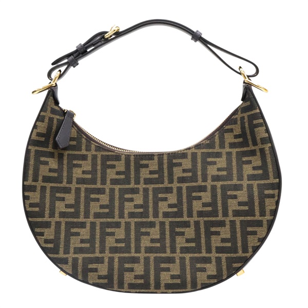 棕色 緹花帆布 Fendigraphy 肩背包【FENDI 芬迪】 8BR798 ALP3