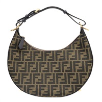 棕色 緹花帆布 Fendigraphy 肩背包【FENDI 芬迪】 8BR798 ALP3