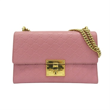 粉色 Guccissima 牛皮 Podlock 肩背包【GUCCI 古馳】 409486