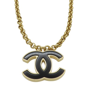 黑色 琺瑯 CC 金屬 項鍊【CHANEL 香奈兒】