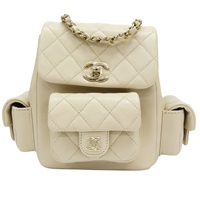 米白色 菱格紋 荔枝牛皮 DUMA 後背包【CHANEL 香奈兒】 AS4399