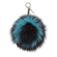 黑/藍色 毛絨 毛球吊飾.【FENDI 芬迪】 7AR683