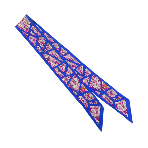 藍色 真絲 Rive Droite Rive Gauche Twilly 絲巾【HERMES 愛馬仕】